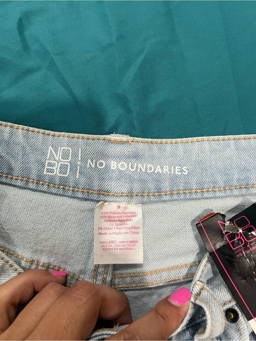 No Boundaries Light Denim Jeans with Pink Accent